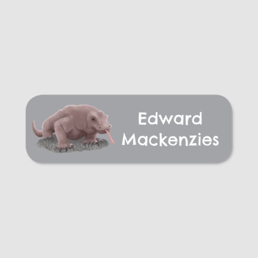 コモドドラゴンイラストレーション パーソナライズされた 名札 (正面)