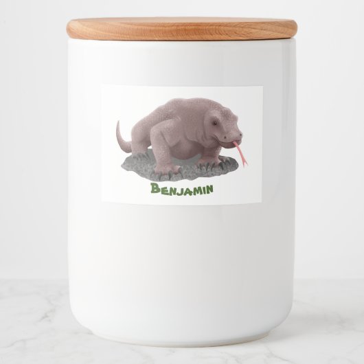 コモドドラゴンイラストレーション フードラベル (正面)