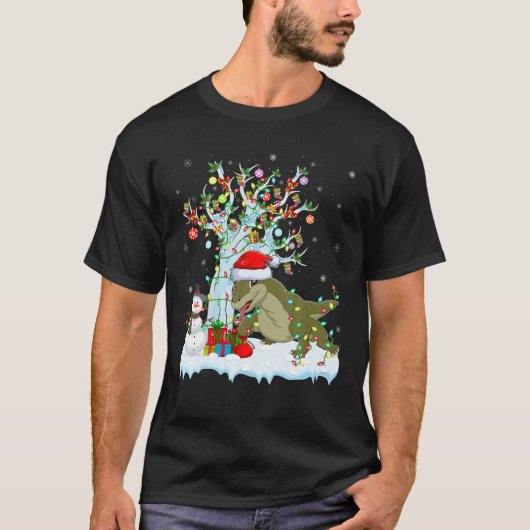 コモドドラゴンクリスマスツリー照明コモドドラゴンChr Tシャツ (正面)