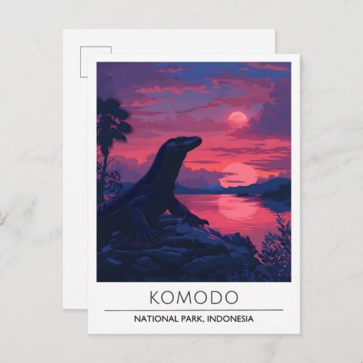 コモド国立公園インドネシアトラベルで夜 ポストカード (正面/裏面)