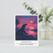 コモド国立公園インドネシアトラベルで夜 ポストカード (スタンド正面)