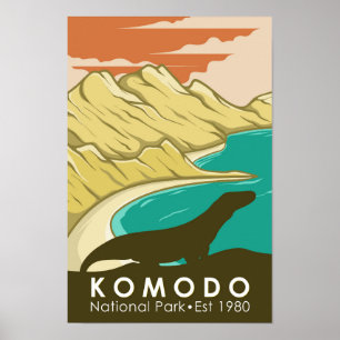 コモド国立公園インドネシアヴィンテージ ポスター