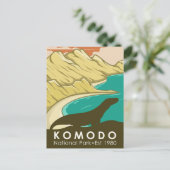 コモド国立公園インドネシアヴィンテージ ポストカード (スタンド正面)