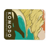 コモド国立公園インドネシアヴィンテージ マグネット (横)