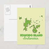 コモド島インドネシアの地図 ポストカード (正面/裏面)