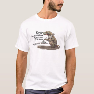コモド島Tシャツ 島をきれいに保とう プラスチックは私のメニューにありません Tシャツ