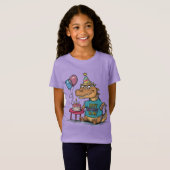 コモド・ドラゴンのバースデーハットユーモアのあるを着て Tシャツ (正面フル)