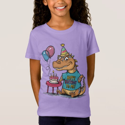 コモド・ドラゴンのバースデーハットユーモアのあるを着て Tシャツ (正面)