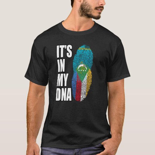 コモランとカザフスタンミックスDNA伝統国旗 Tシャツ (正面)