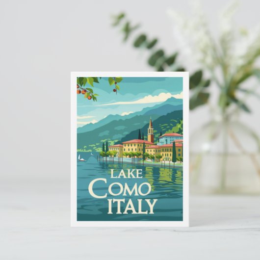 コモレイクイタリアヴィンテージ有名なトラベルプレイス ポストカード (スタンド正面)