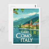 コモレイクイタリアヴィンテージ有名なトラベルプレイス ポストカード (正面/裏面)