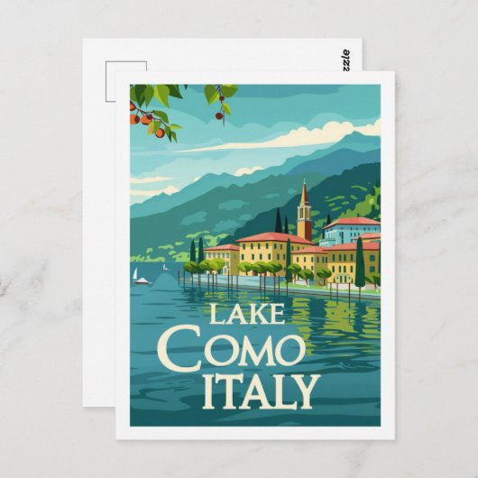 コモレイクイタリアヴィンテージ有名なトラベルプレイス ポストカード (正面/裏面)