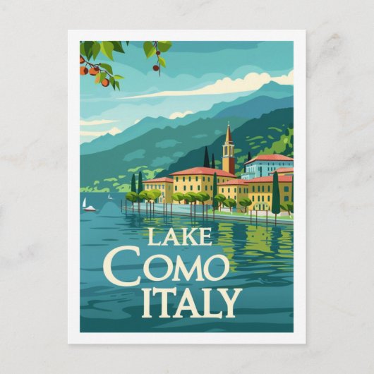 コモレイクイタリアヴィンテージ有名なトラベルプレイス ポストカード (正面)