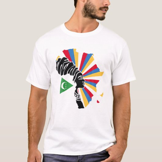 コモロコモロ国旗アフリカの地図エスニック伝統B Tシャツ (正面)