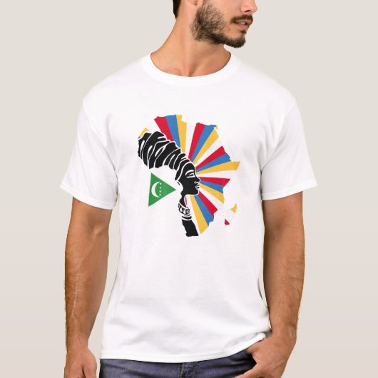 コモロスコモロフラッグアフリカ地図エスニック伝統B Tシャツ (正面)