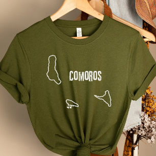 コモロ国マップ輪郭コモロ境界線 Tシャツ
