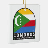 コモロ国旗のエンブレム動揺してヴィンテージ セラミックオーナメント (右)