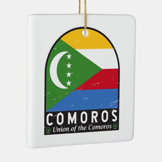 コモロ国旗のエンブレム動揺してヴィンテージ セラミックオーナメント (右)