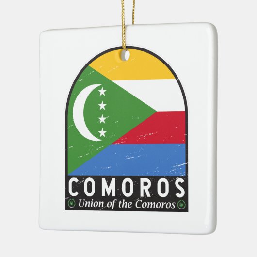 コモロ国旗のエンブレム動揺してヴィンテージ セラミックオーナメント (左)