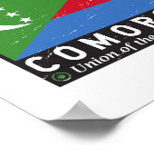 コモロ国旗のエンブレム動揺してヴィンテージ ポスター (角)