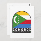 コモロ国旗のエンブレム動揺してヴィンテージ ポストカード (正面/裏面)
