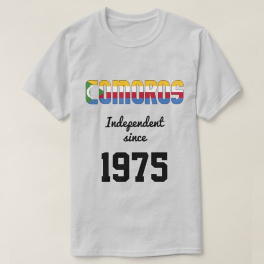 コモロ国旗の独立性お祝いTシャツ Tシャツ (デザイン正面)