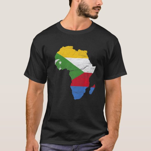 コモロ国旗アフリカ大陸シルエットギフト Tシャツ (正面)