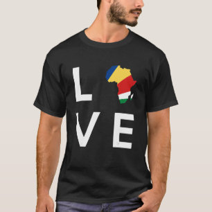 コモロ国旗愛アフリカ大陸シルエット Tシャツ