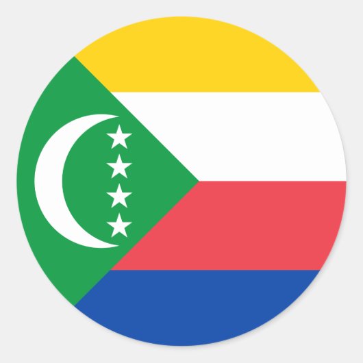 コモロ国旗 ラウンドシール (正面)