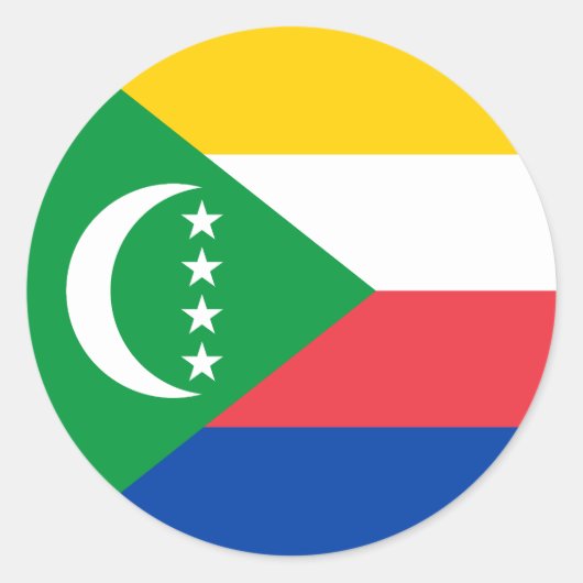 コモロ国旗 ラウンドシール (正面)