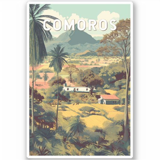コモロ イラスト 旅行 アート ヴィンテージ シール (正面)