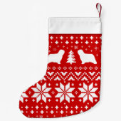 コモンドールドッグシルエット休日パターンレッド スモールクリスマスストッキング (裏面)