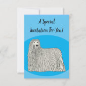 コモンドー犬の漫画イラストレーション 招待状 (裏面)