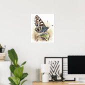 コモン市松模様にバタフライアートプリントポスター ポスター (ホームオフィス)