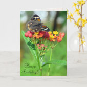 コモン・バッキーバタフライSIL誕生日・カード カード (黄色い花)