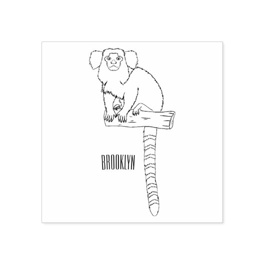 コモン・マーモセットのイラスト ラバースタンプ (インプリント)