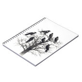 コモンRavenクロウブラックミッシックツリーフロックデザイン ノートブック (左側)