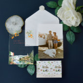 コモ図解入りの、写真付きのイタリア結婚湖 アクリル招待状