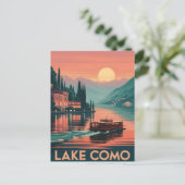 コモ湖の夕日 ポストカード (スタンド正面)