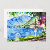 コモ湖の水絵画色 ポストカード (正面/裏面)