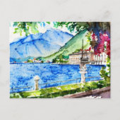 コモ湖の水絵画色 ポストカード (正面)