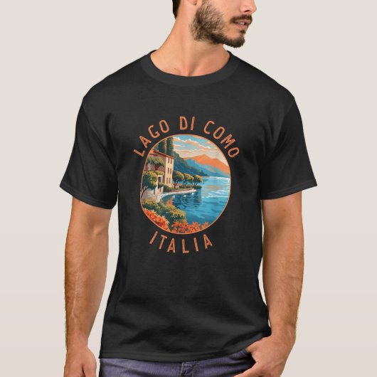 コモ湖イタリアディストressedサークルヴィンテージ tシャツ (正面)