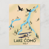 コモ湖イタリア地図と旅行のポスター ポストカード (正面)