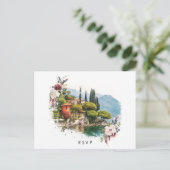 コモ湖イタリア夏の結婚式の出欠はがき インビテーションポストカード (スタンド正面)