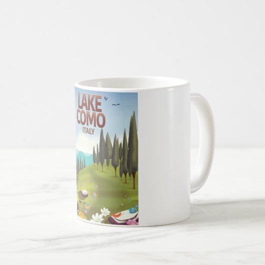 コモ湖イタリア旅行はがき。 コーヒーマグカップ (正面右)