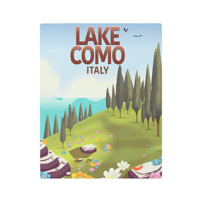 コモ湖イタリア旅行はがき。 メタルプリント (正面)