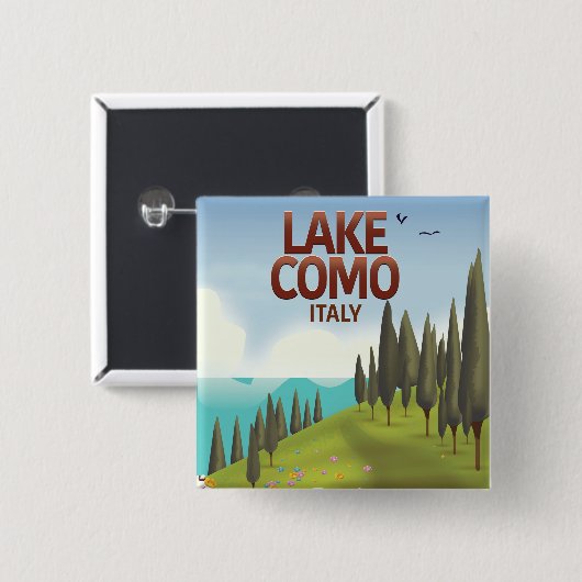 コモ湖イタリア旅行はがき。 缶バッジ (正面&裏面)