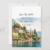 コモ湖イタリア風光明媚な日付カードを保存 サンキューカード (正面)