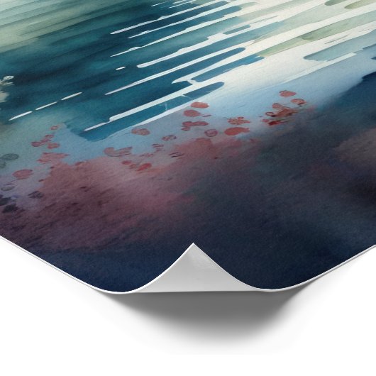 コモ湖絵画の水彩画 ポスター (角)