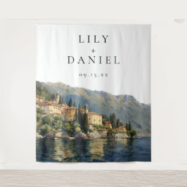 コモ湖 イタリアンウェディング フォトブース 背景 タペストリー